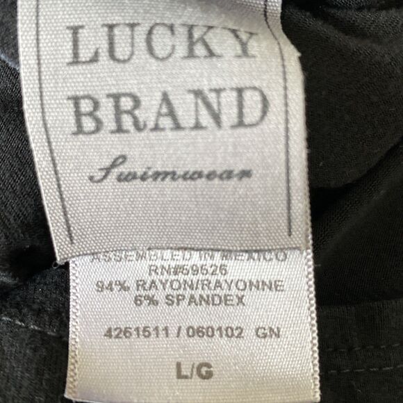 LUCKY BRAND Swimwear Black & White Dress Tie Dye Coverup Size Large Boho Beach - Picture 5 of 6